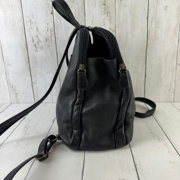VTG Etienne Aigner Black Pebbled Leather Backpack Shoulder Bag Sling Convertible main image 14